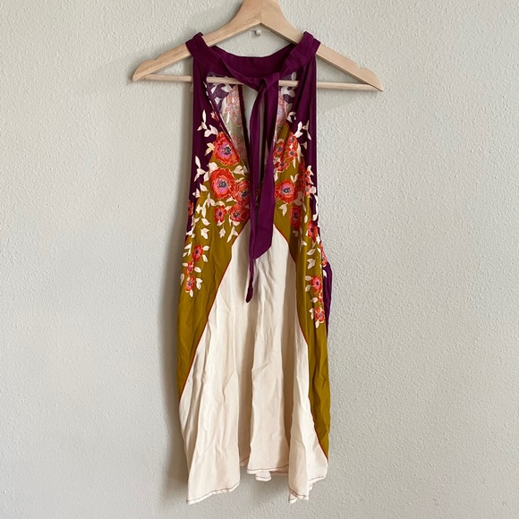 FREE PEOPLE floral print tunic tie high neck NWT - Picture 9 of 11